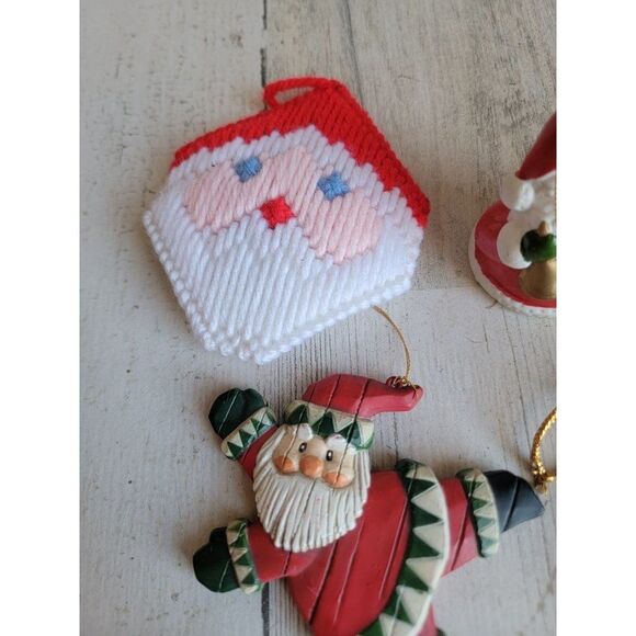 Santa Claus Bell knit face variety ornament set Xmas Joy - Picture 4 of 8